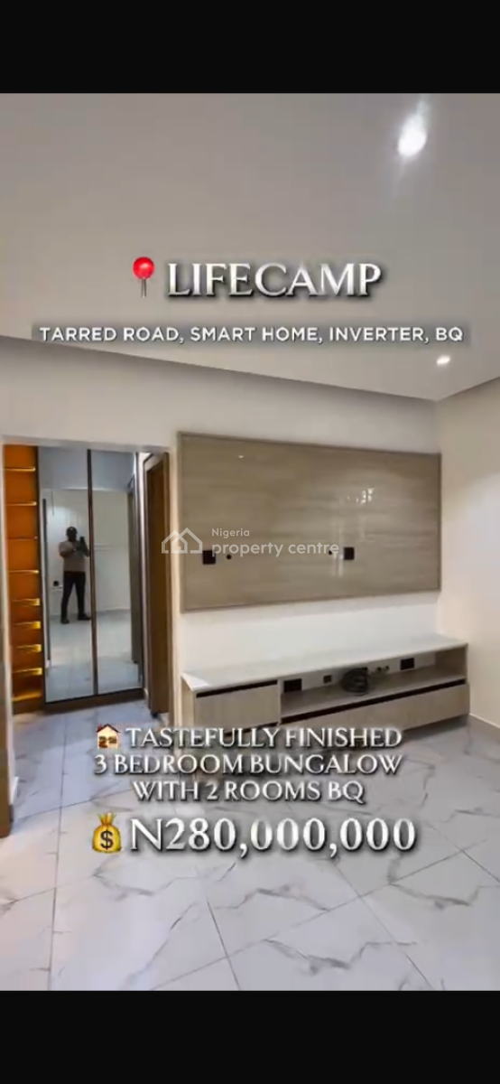 Lifecamp Listing ️   3 Bedroom Bungalow with 2 Rooms Bq Up, Life Camp, Abuja, House for Sale