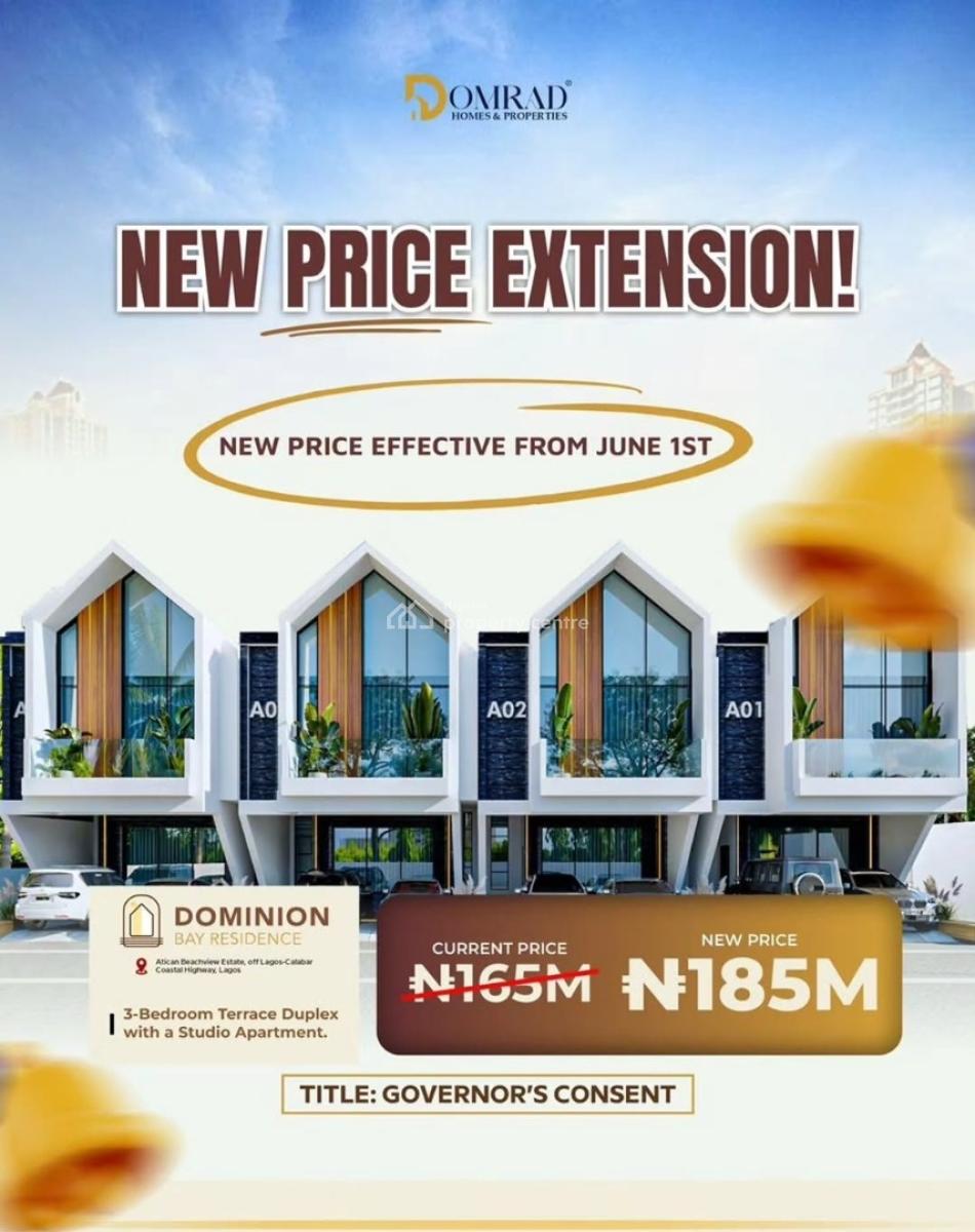 Premium  Terrace with Governors Consent at Atican Beachview Estate, Atican Beach View Estate, Facing The Lagos to Calabar Coastal Road, Okun-ajah, Ajah, Lagos, Terraced Duplex for Sale