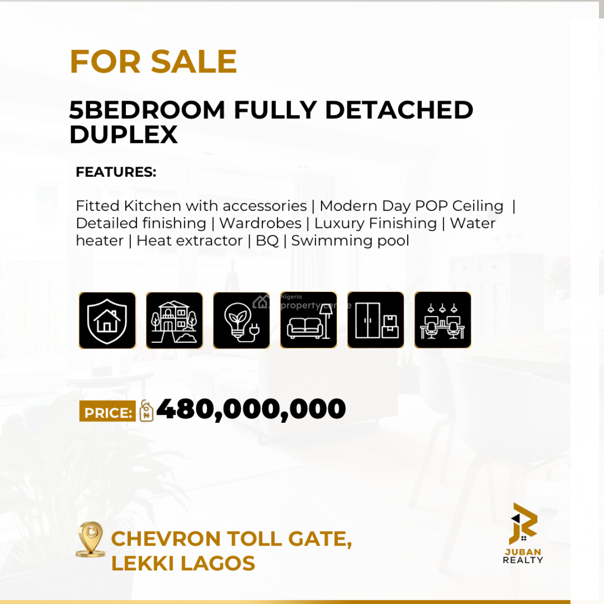 Luxury 5bedroom Fully Detached Duplex, Chevron Tollgate, Lekki, Lagos, House for Sale