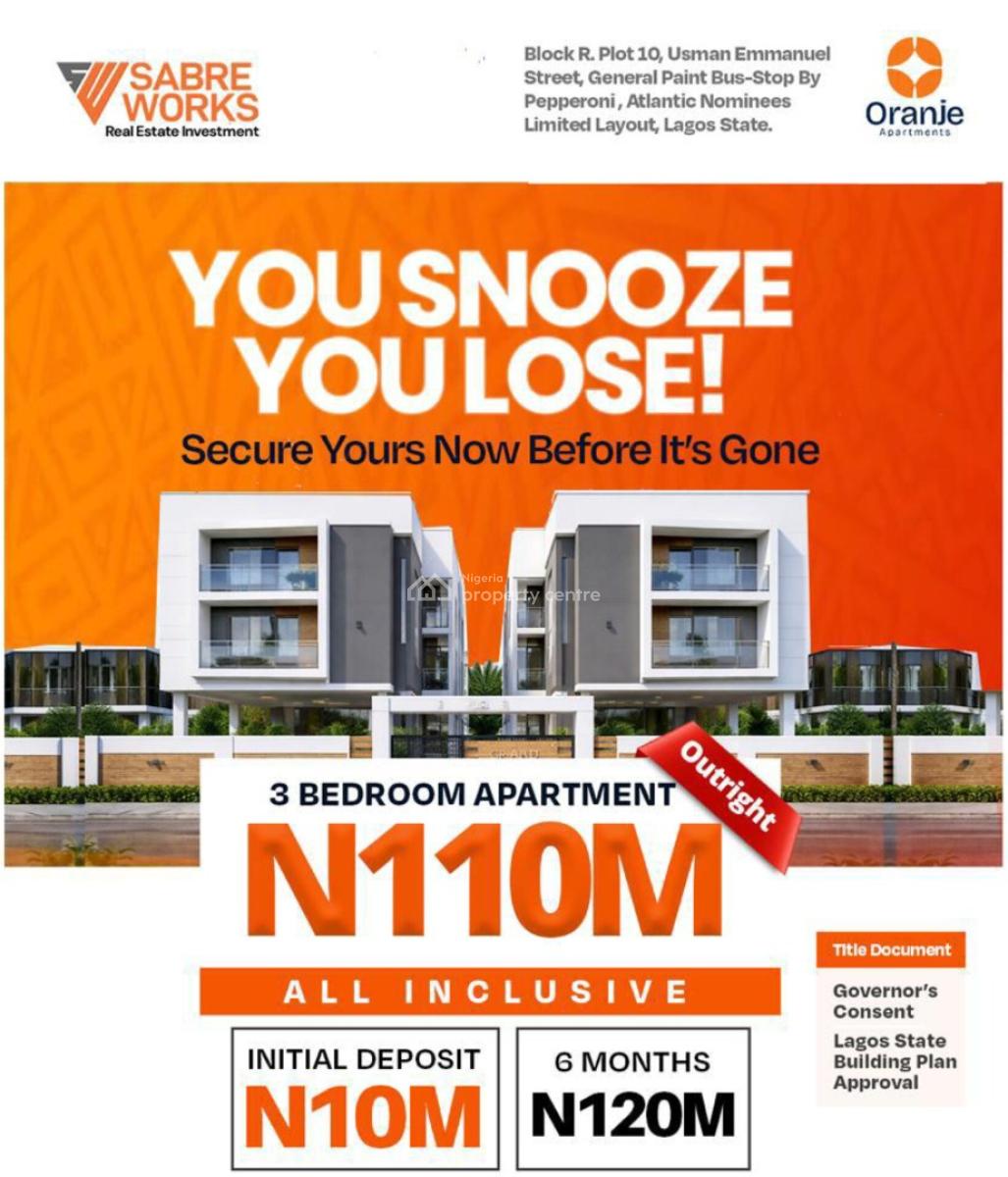 Oranje Apartments  3 Bedroom Apartments, Atlantic Nominee Abraham Adesanya Ajah, Ajah, Lagos, Flat / Apartment for Sale