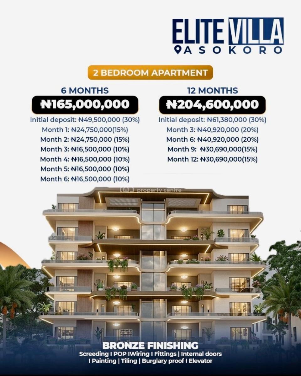 Off-plan 2 Bedroom, Tarred Road, Asokoro District, Abuja, Flat / Apartment for Sale
