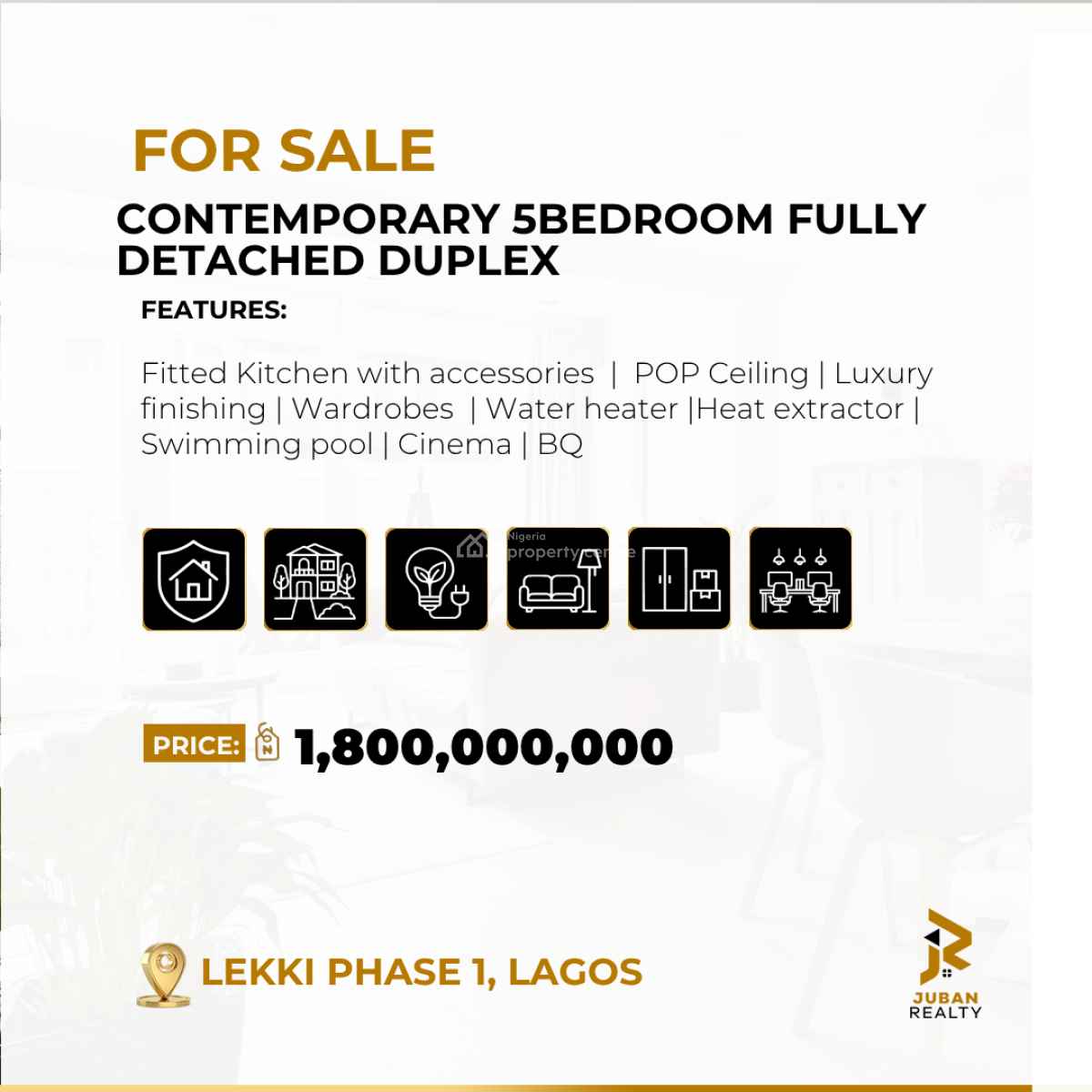 Contemporary 5bedroom Fully Detached Duplex, Lekki Phase 1, Lekki, Lagos, Detached Duplex for Sale