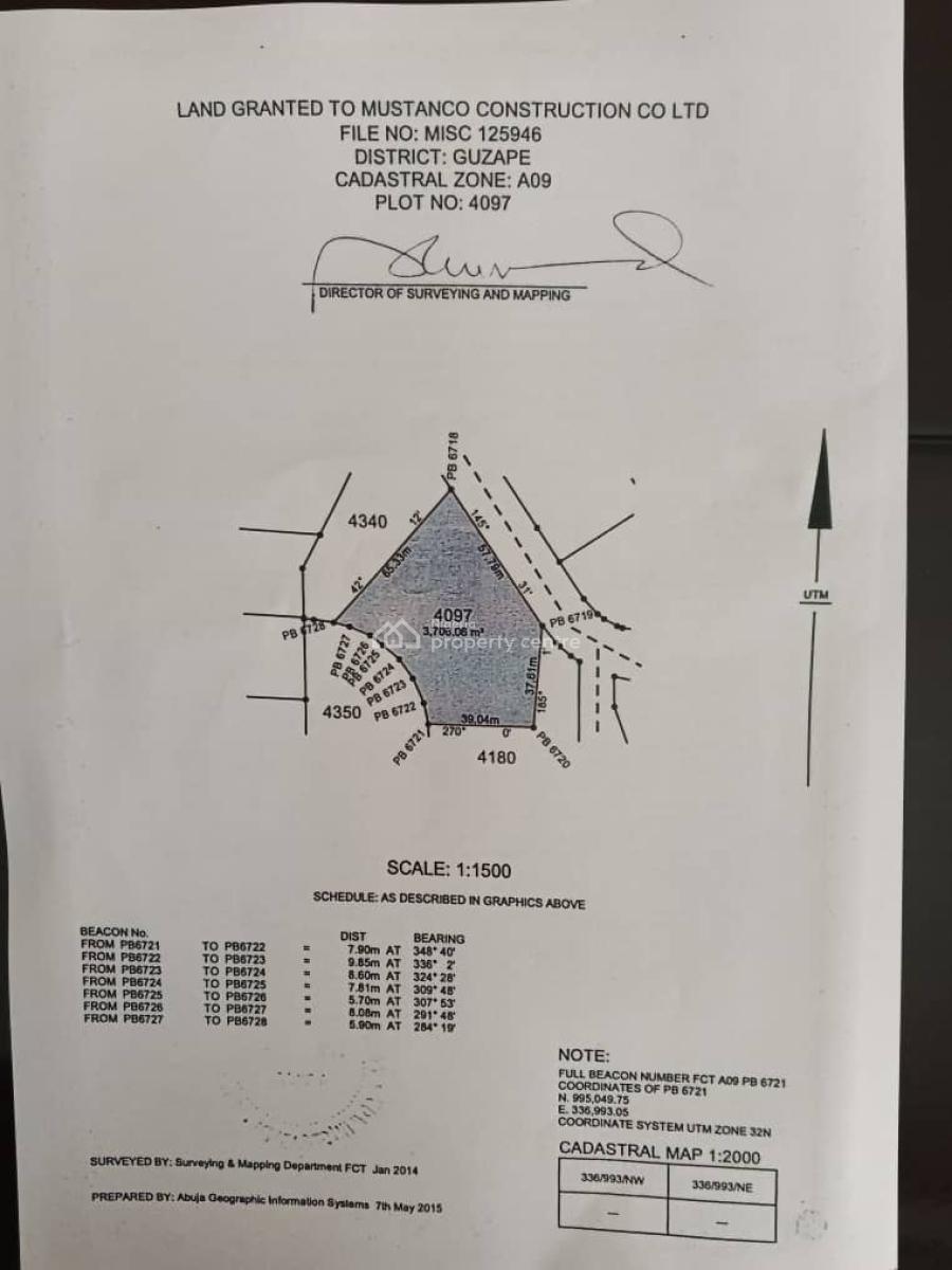 3700sqm Guzape Main, Guzape Main, Guzape District, Abuja, Residential Land for Sale