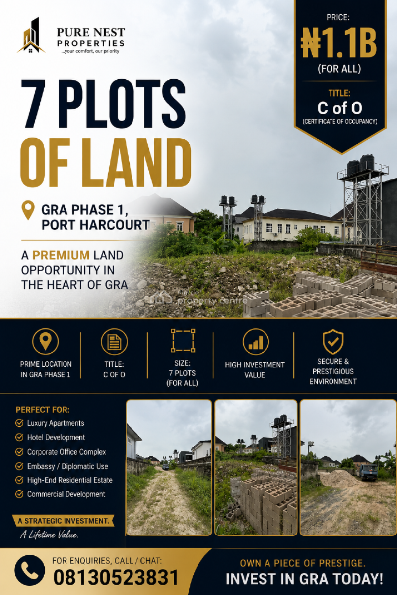 Buy 7 Plots of Dry Land in Gra, Ph., Phase 1, Gra Port Harcourt, Rivers State., Gra Phase 1, Port Harcourt, Rivers, Residential Land for Sale