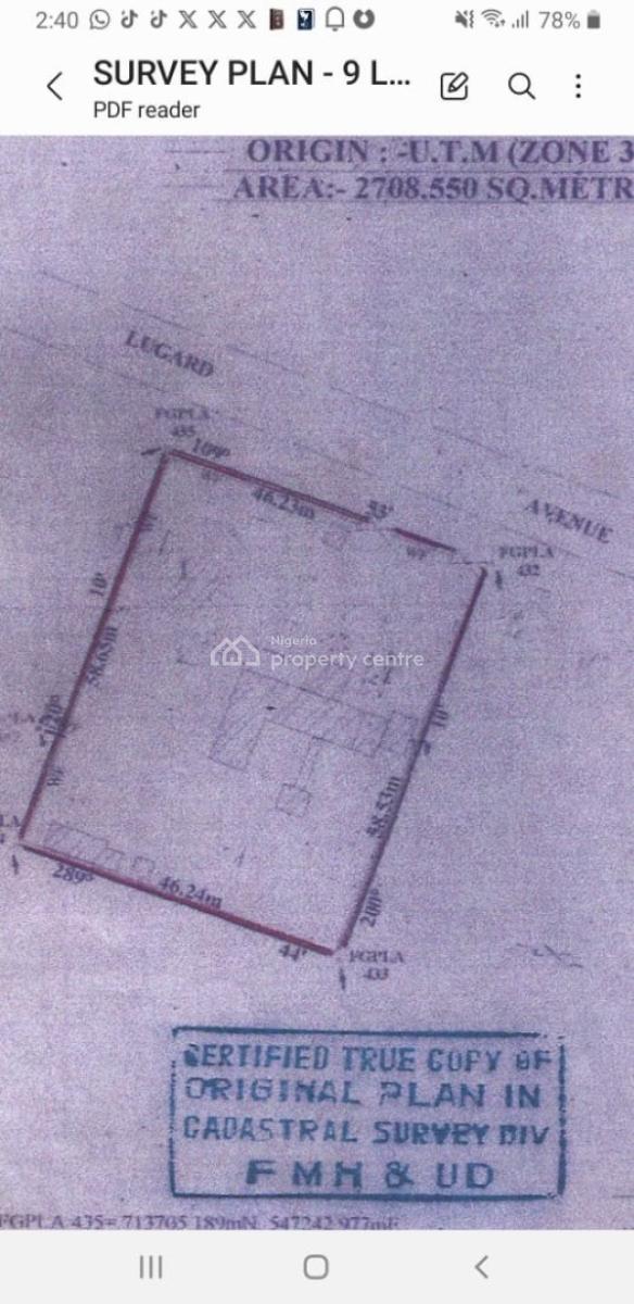 2708sqm  on Lugard Av Ikoyi, Lugard Av Ikoyi, Old Ikoyi, Ikoyi, Lagos, Land for Sale