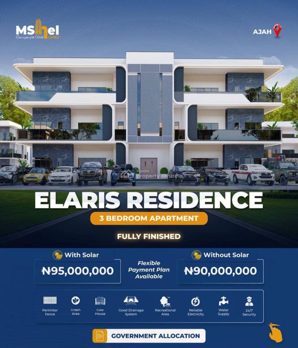 Affordable Apartments in Mshel Elaris Residence -- with Solar System, Elaris Residence,sangotedo in a Secured Estate, Ajah, Lagos, Terraced Duplex for Sale