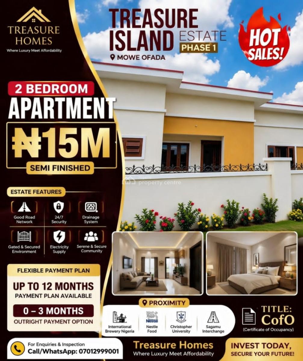 Affordable 2 Bedroom Luxury Bungalow Available with Cofo Title, Treasure Island Estate,close to Redemption Camp., Mowe Ofada, Ogun, Detached Bungalow for Sale
