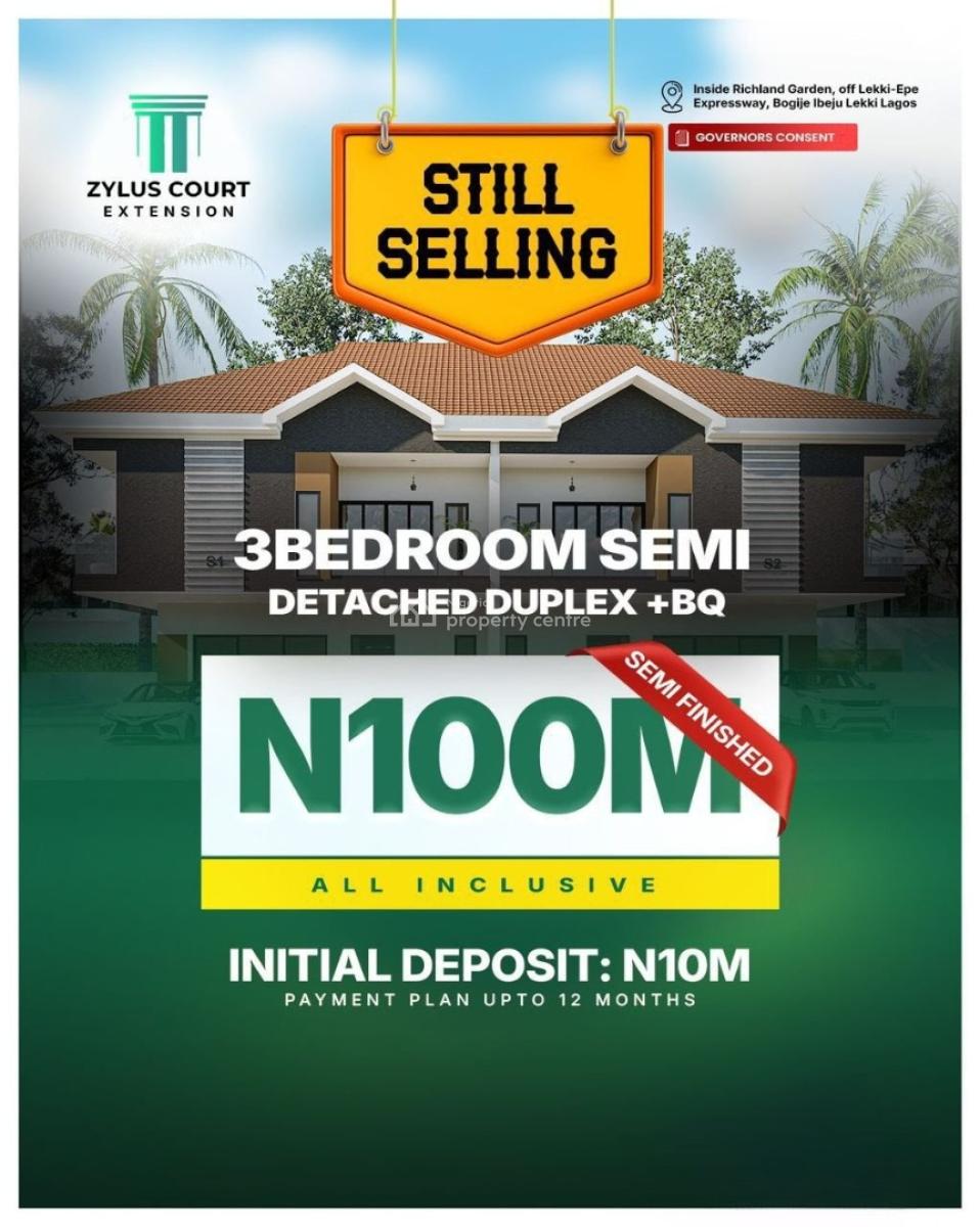 Luxury 3 Bedroom Semi-finished Duplexes in a Prime Estate, Zylus Court Extension / Richland Garden, Bogije, Ibeju Lekki, Lagos, Detached Duplex for Sale