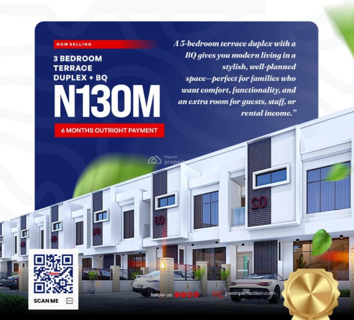 Specious 3 Bedroom Duplex with Bq, Beachwood Estate Bogije, Ibeju Lekki, Lagos, Terraced Duplex for Sale