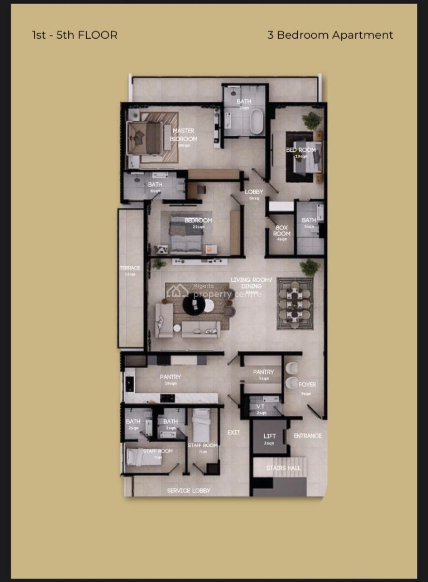 3 Bedroom Apartment with 2 Room Bq, Maitama District, Abuja, Flat / Apartment for Sale