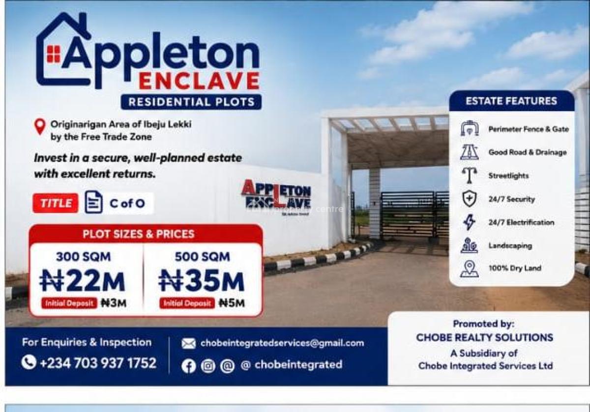 C of O Land at Free Trade Zone, Appleton Estate Originarigan Area, Ibeju Lekki, Lagos, Mixed-use Land for Sale