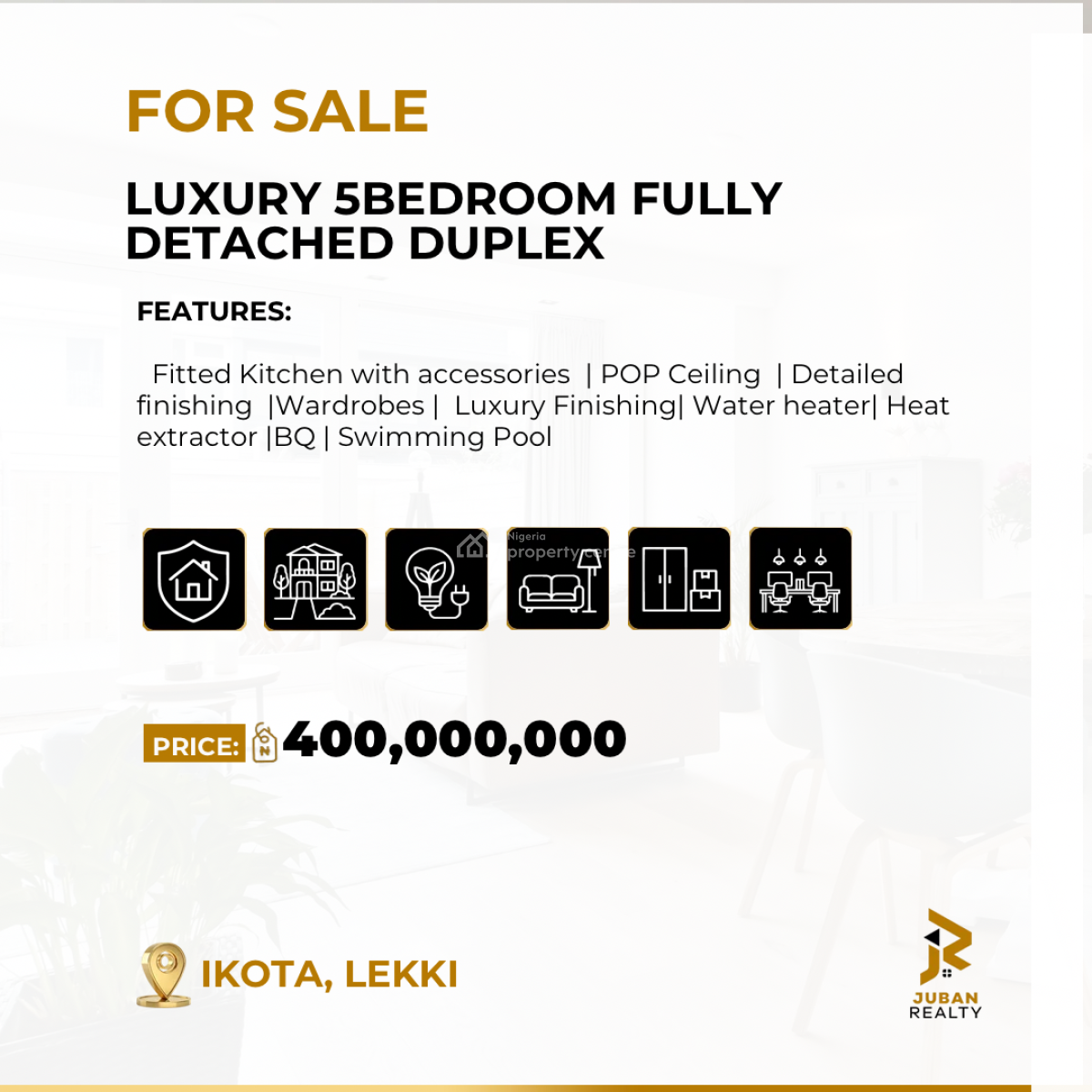 Luxury 5bedroom Fully Detached Duplex, Ikota, Ikota, Lekki, Lagos, Detached Duplex for Sale