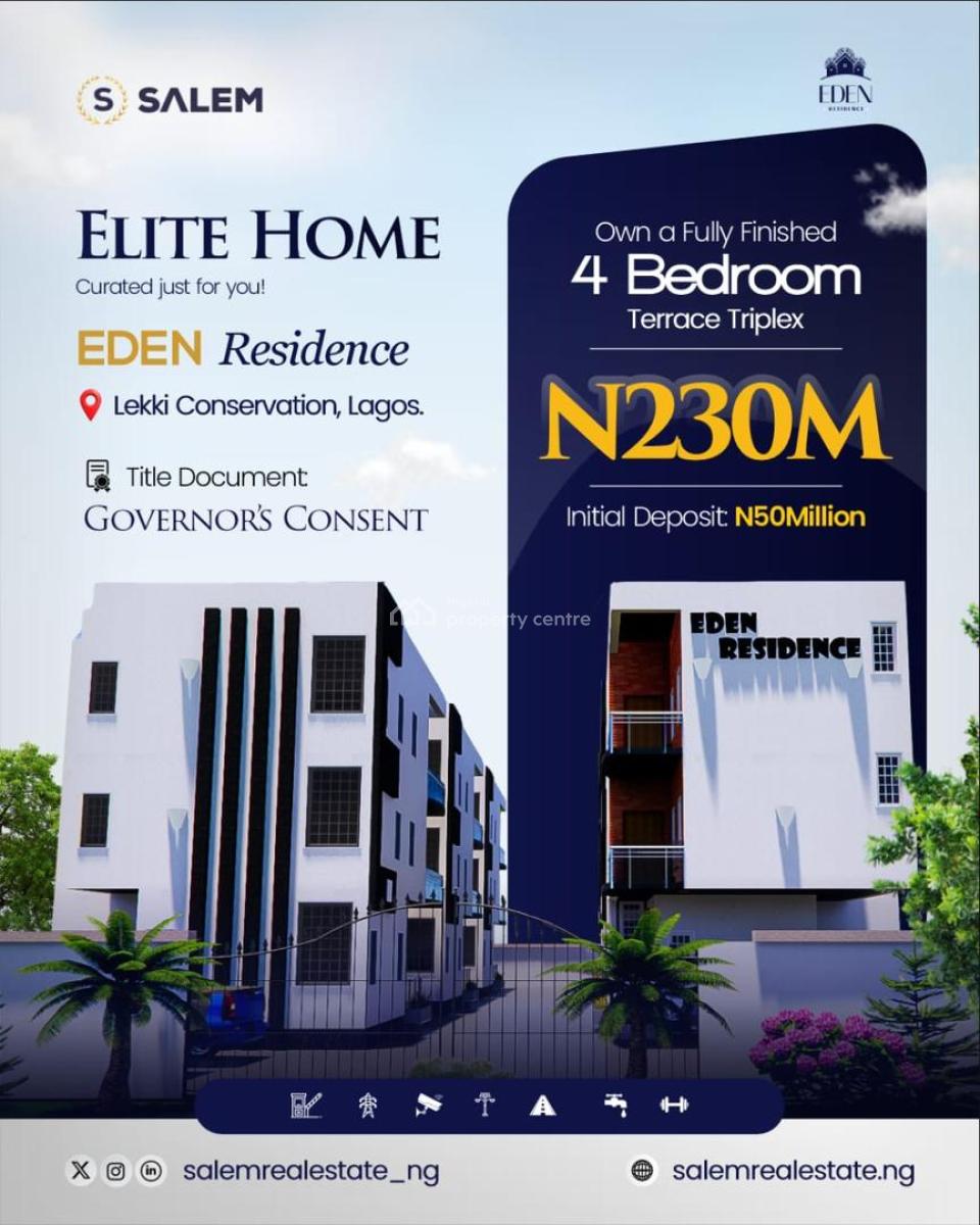 Newly Built 4 Bedrooms Terraced Triplex, Lekki Conservation Centre, Lekki Phase 2, Lekki, Lagos, House for Sale