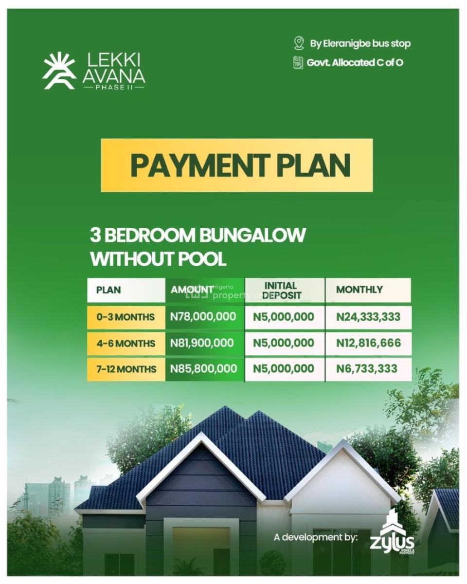 Luxury 3bedroom Bungalow, Lekki Avana 2, Eleranigbe, Ibeju Lekki, Lagos, Detached Bungalow for Sale
