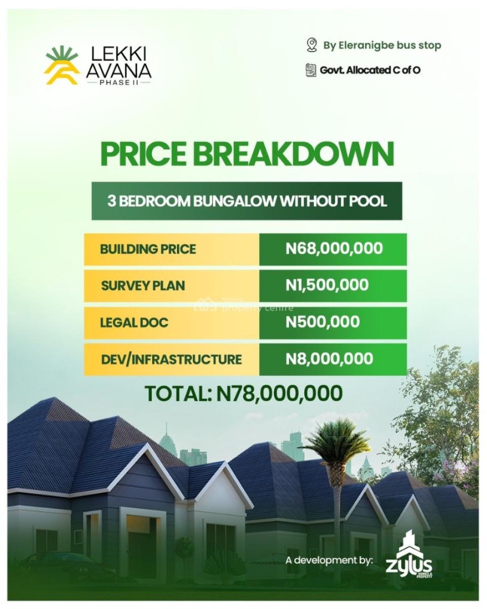 Luxury 3bedroom Bungalow, Lekki Avana 2, Eleranigbe, Ibeju Lekki, Lagos, Detached Bungalow for Sale