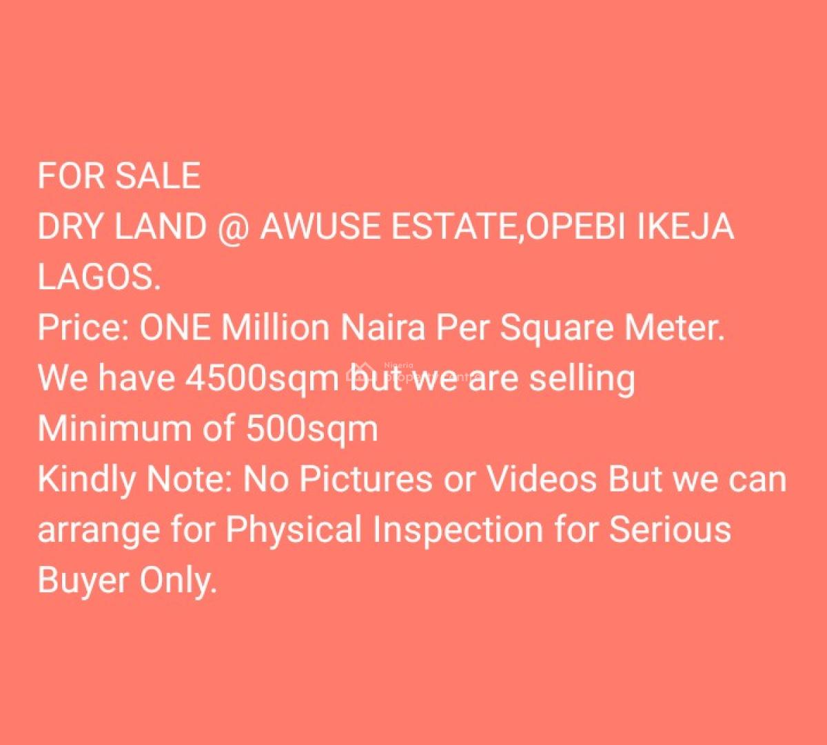Bear Land, Awuse Estate, Opebi, Ikeja, Lagos, Mixed-use Land for Sale