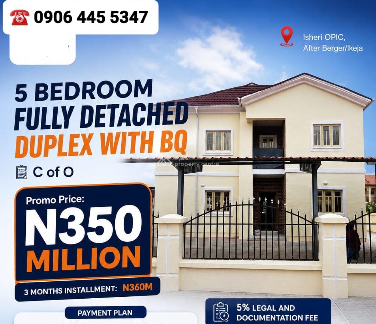 5 Bedroom Fully Detached Duplex with Bq, Opic Estate, Ojodu Berger, Ojodu, Lagos, Detached Duplex for Sale