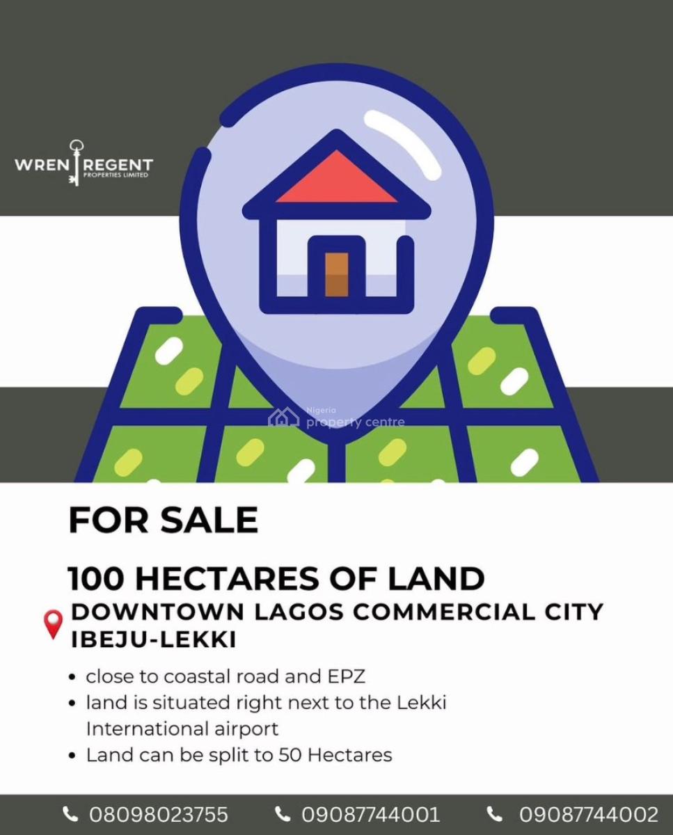 100 Hectares of Land, Downtown Lagos Commercial City, Ibeju Lekki, Lagos, Land for Sale