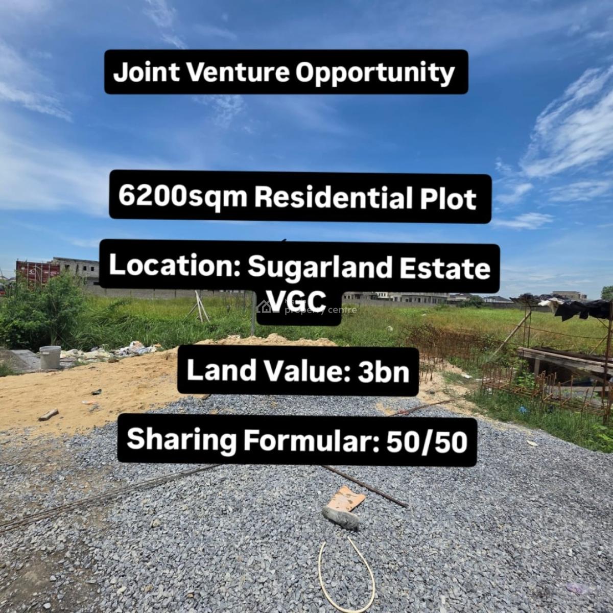 Land Measuring 6200sqm Available in Sugarland Estate Vgc, Sugarland Estate, Vgc, Lekki, Lagos, Land Joint Venture