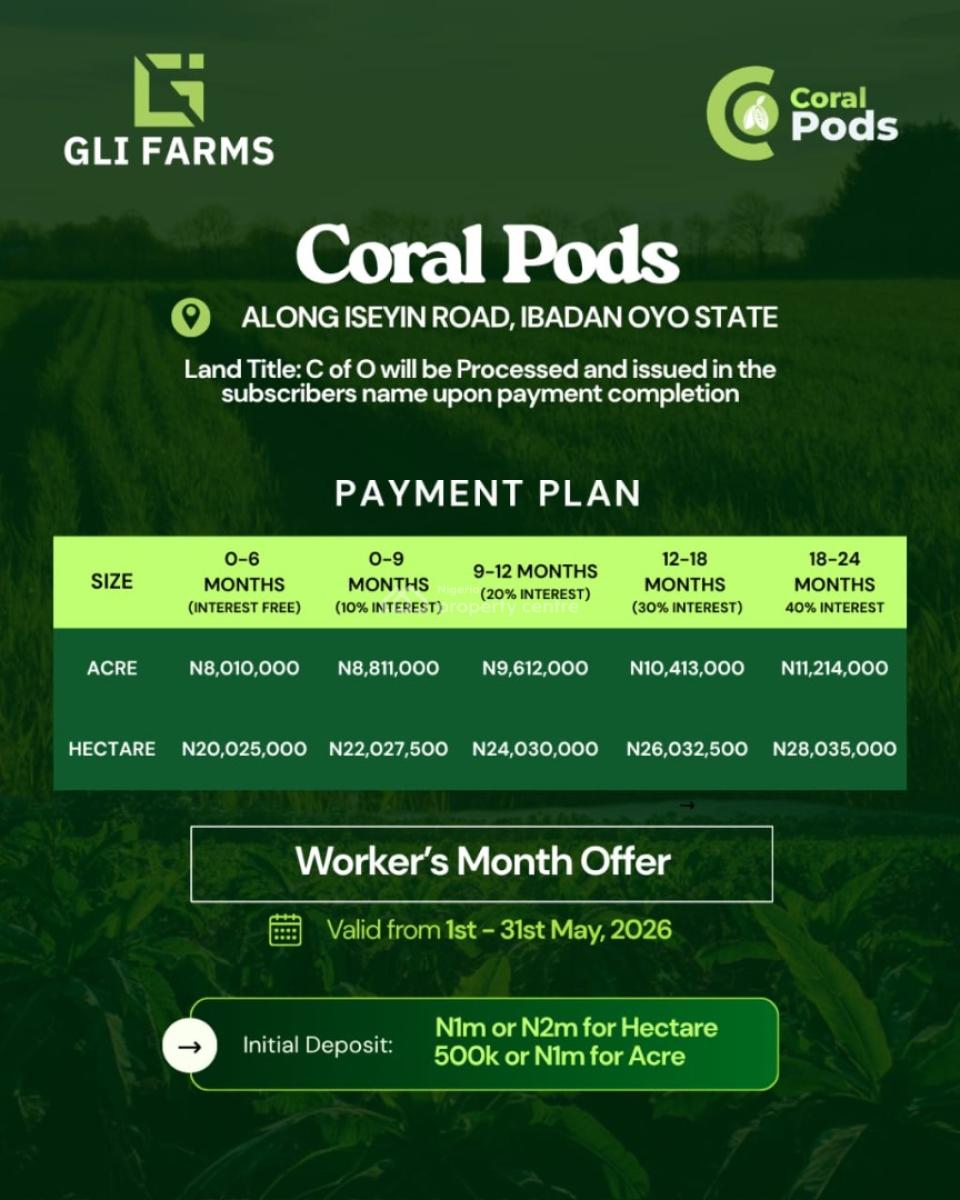 Your Plantain, Cocoa and Palm Plantation All Here, Coral Farms, Off Iseyin Road, Ibadan, Oyo, Commercial Land for Sale