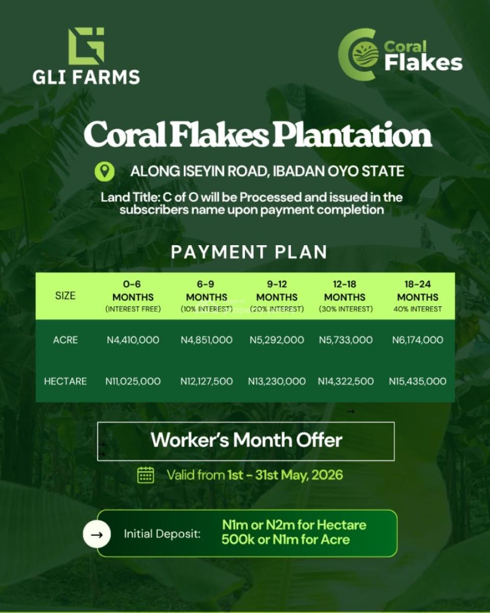 Your Plantain, Cocoa and Palm Plantation All Here, Coral Farms, Off Iseyin Road, Ibadan, Oyo, Commercial Land for Sale