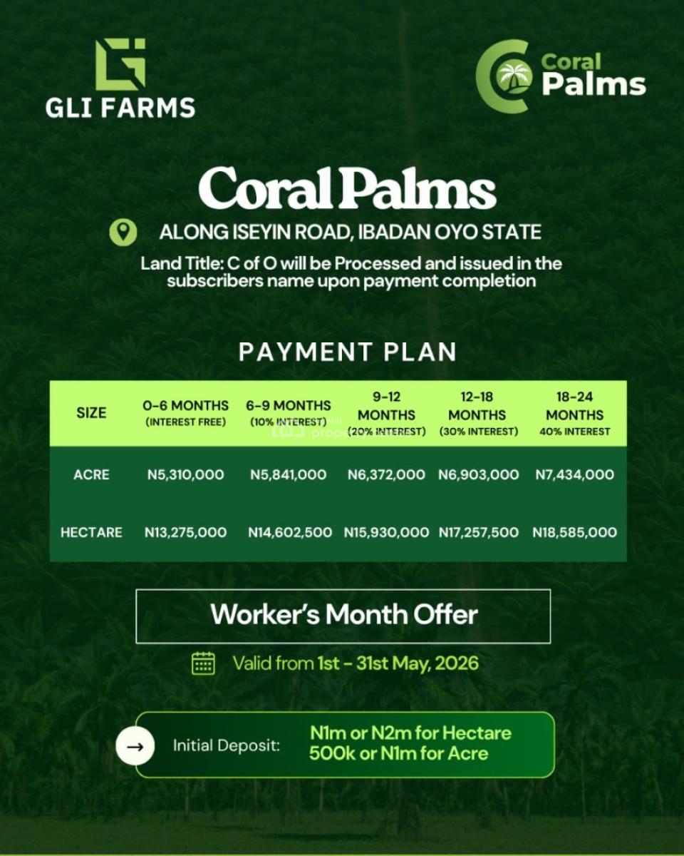 Your Plantain, Cocoa and Palm Plantation All Here, Coral Farms, Off Iseyin Road, Ibadan, Oyo, Commercial Land for Sale