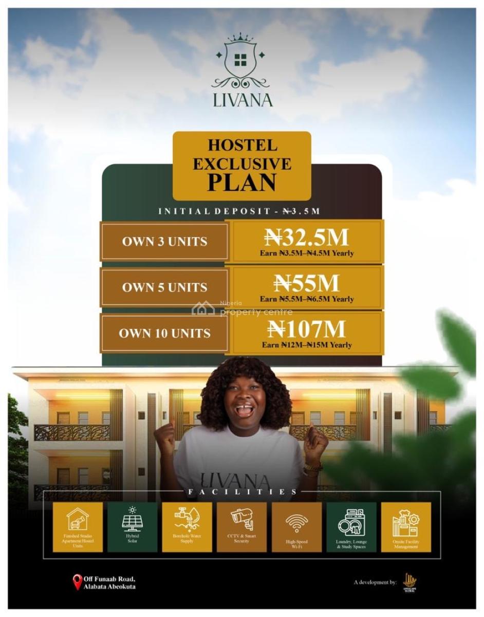 a Standard and Luxuriously Newly Built Hostel Apartment Beside a Uni, Earn Yearly Rental From Studio Apartment Beside a Federal University, Odeda, Ogun, Flat / Apartment for Sale