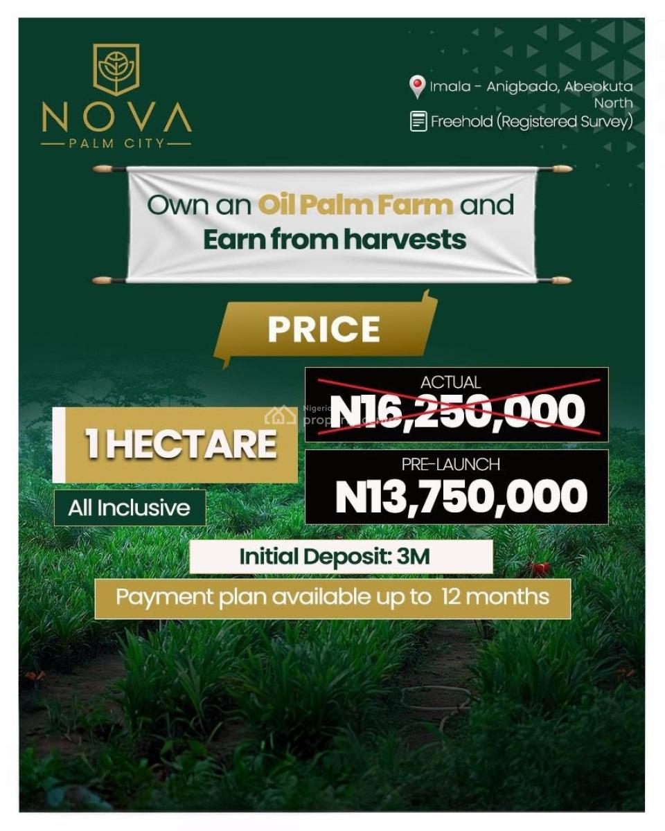 Agricultural Farmland a Professionally Managed Agro Investment Estate, Nova Palm City / Imala Anigbado, Abeokuta North, Ogun, Commercial Land for Sale