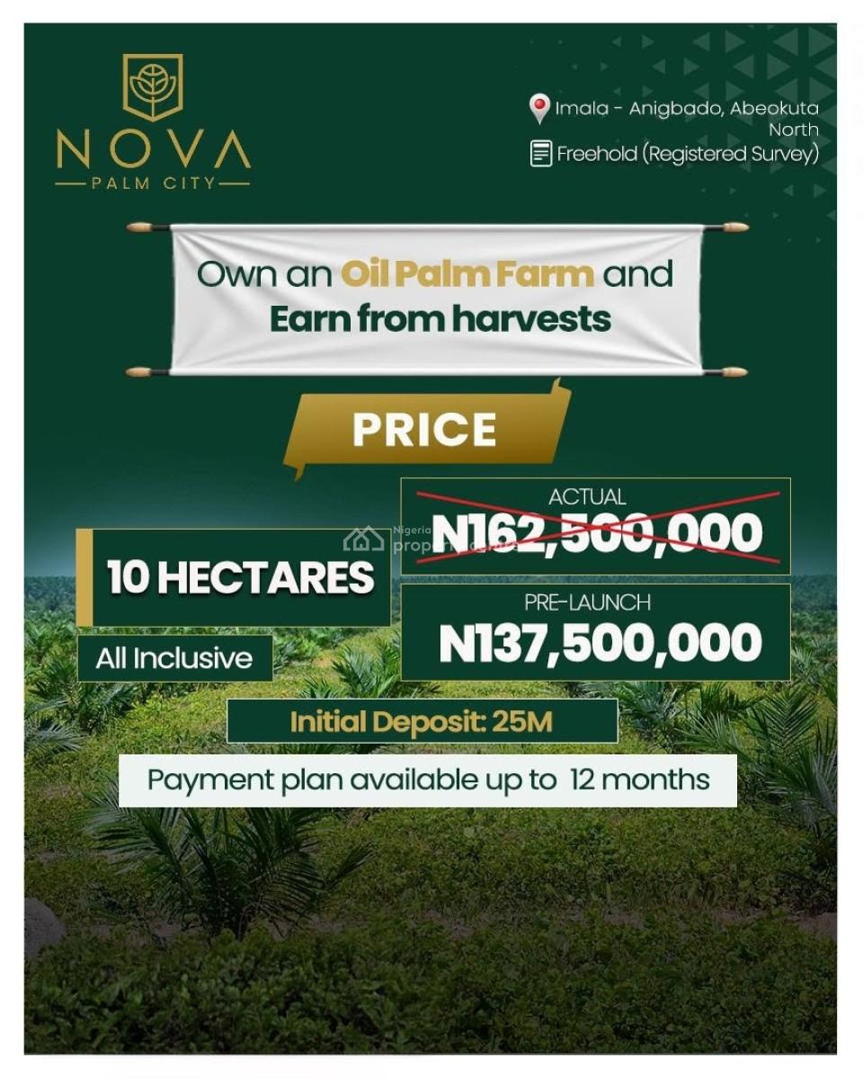 Agricultural Farmland a Professionally Managed Agro Investment Estate, Nova Palm City / Imala Anigbado, Abeokuta North, Ogun, Commercial Land for Sale