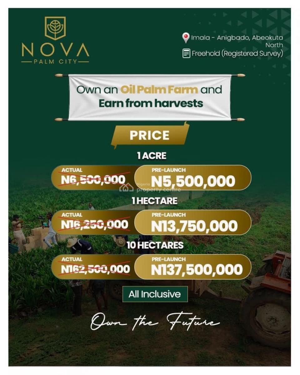 Agricultural Farmland a Professionally Managed Agro Investment Estate, Nova Palm City / Imala Anigbado, Abeokuta North, Ogun, Commercial Land for Sale