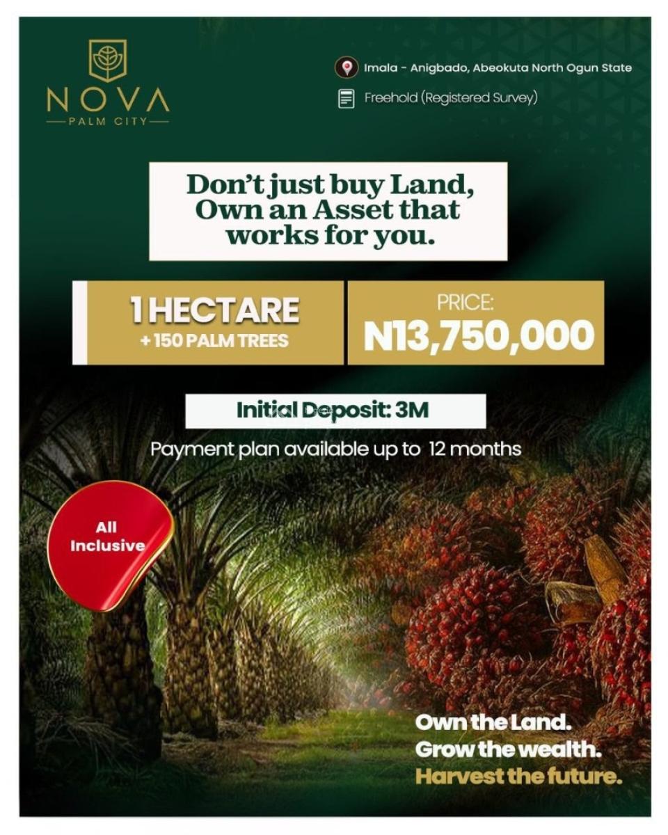 Agricultural Farmland a Professionally Managed Agro Investment Estate, Nova Palm City / Imala Anigbado, Abeokuta North, Ogun, Commercial Land for Sale