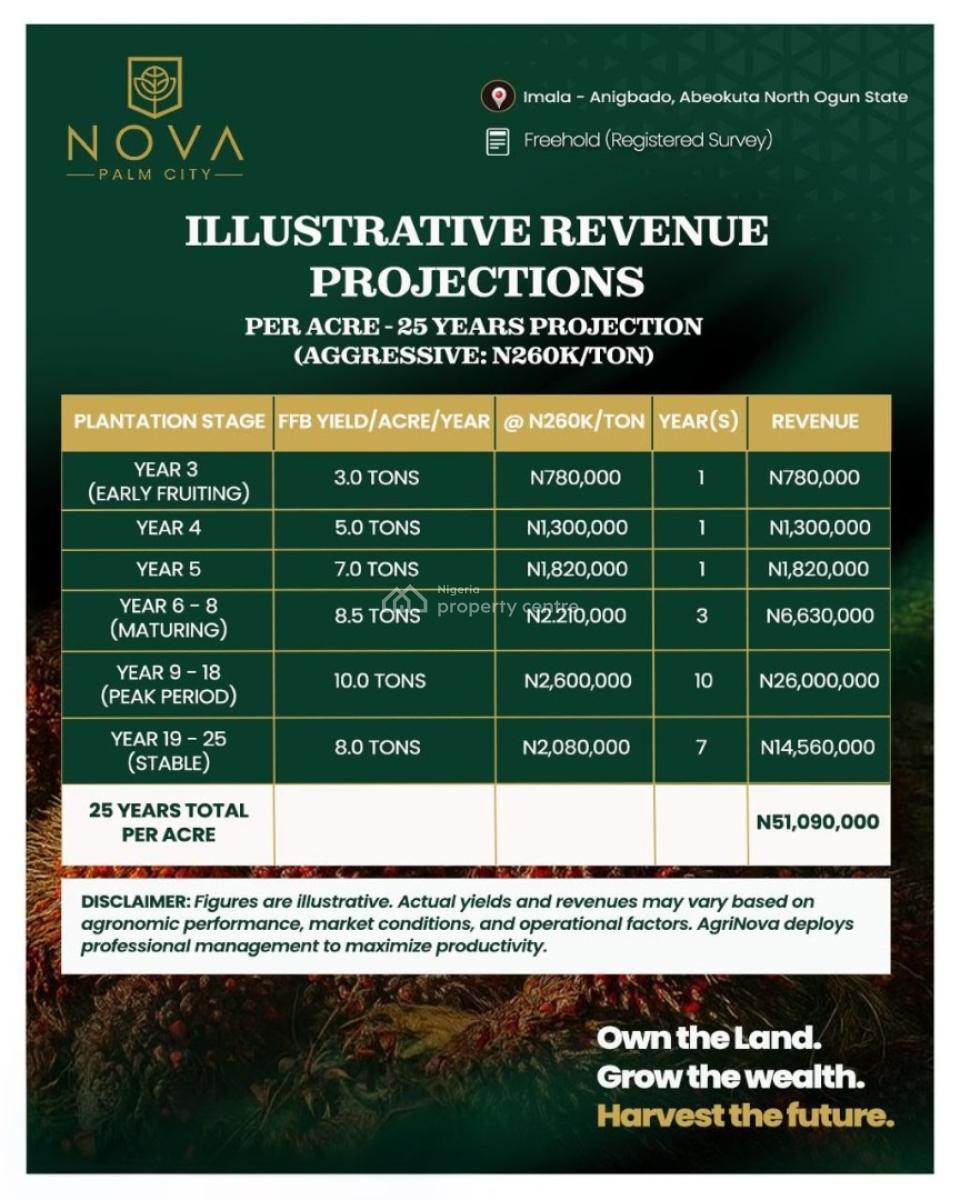 Agricultural Farmland a Professionally Managed Agro Investment Estate, Nova Palm City / Imala Anigbado, Abeokuta North, Ogun, Commercial Land for Sale