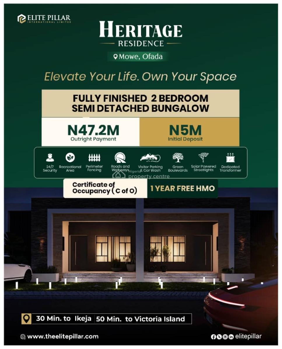 Own a House with Just 5m, an Affordable 2 Bed Semi Detached Bungalow, Minutes to The City Center, Ikeja, Mowe Ofada, Ogun, Semi-detached Bungalow for Sale