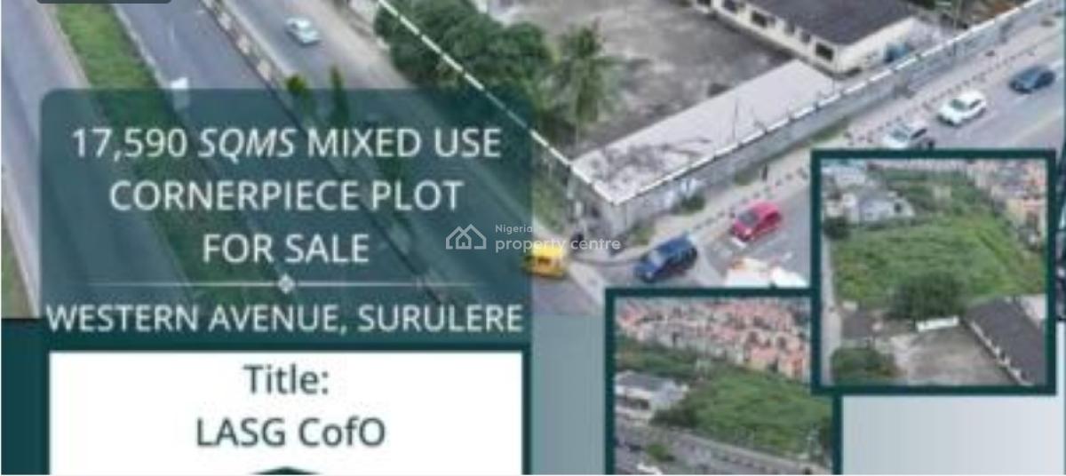 Corner-piece Commercial Property Measuring 17,490sqm Strategically Loc, Bode Thomas, Surulere, Lagos, Commercial Land for Sale