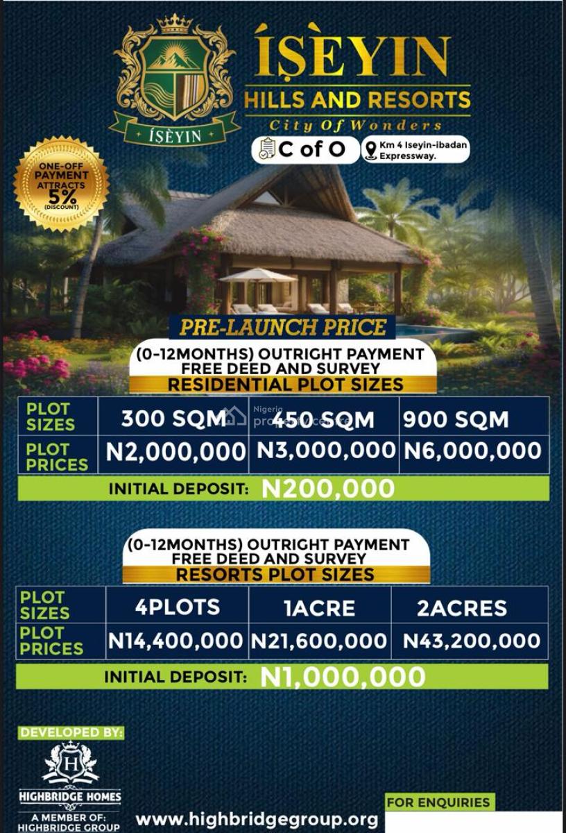 Land in a Fast Developing Area, Serene and Strategically Located, Km 4 Iseyin–ibadan Expressway, Ibadan, Oyo, Mixed-use Land for Sale