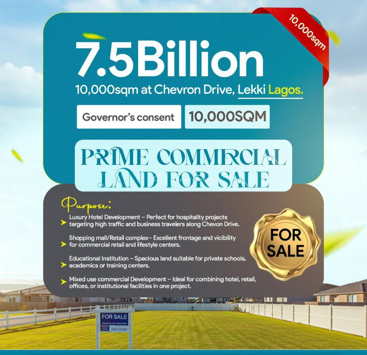 Prime Commercial Land, Chevron Drive, Lekki, Lagos, Commercial Land for Sale