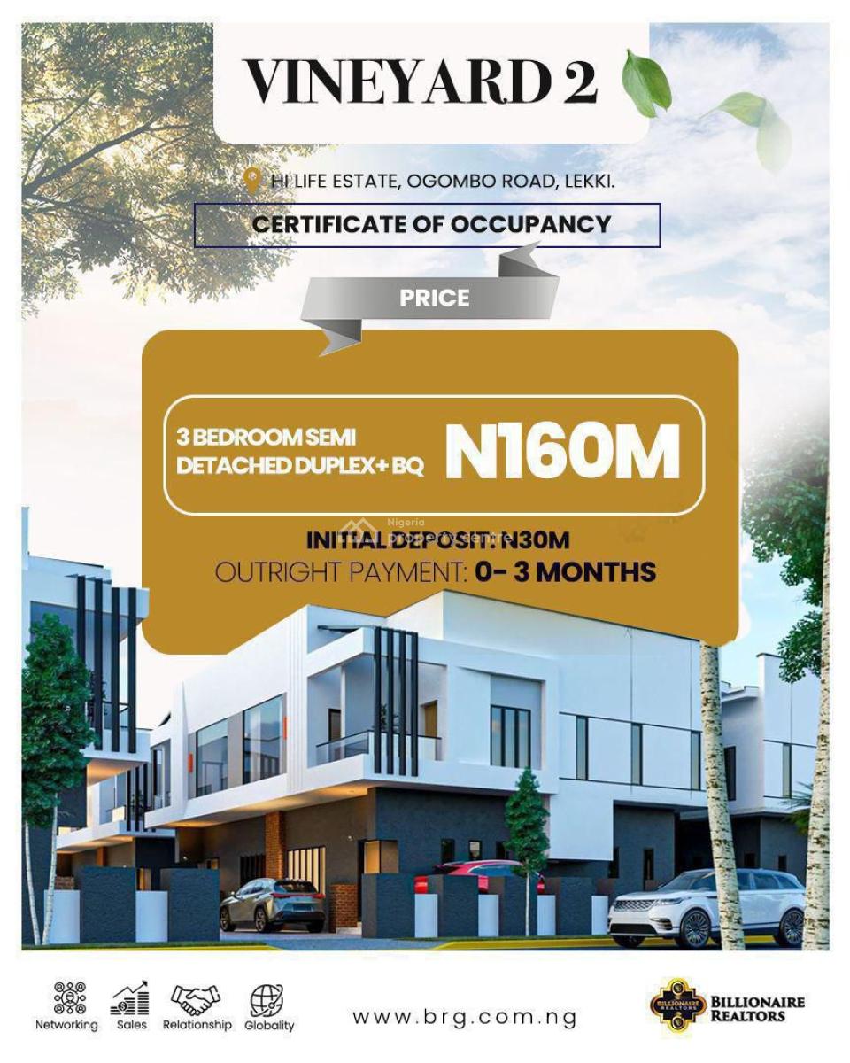 Luxury 3 Bedroom Semi-detached Duplexes with Bq in a Gated Estate, Vineyard 2 / Abraham Adesanya, Lekki, Lekki, Lagos, Semi-detached Duplex for Sale