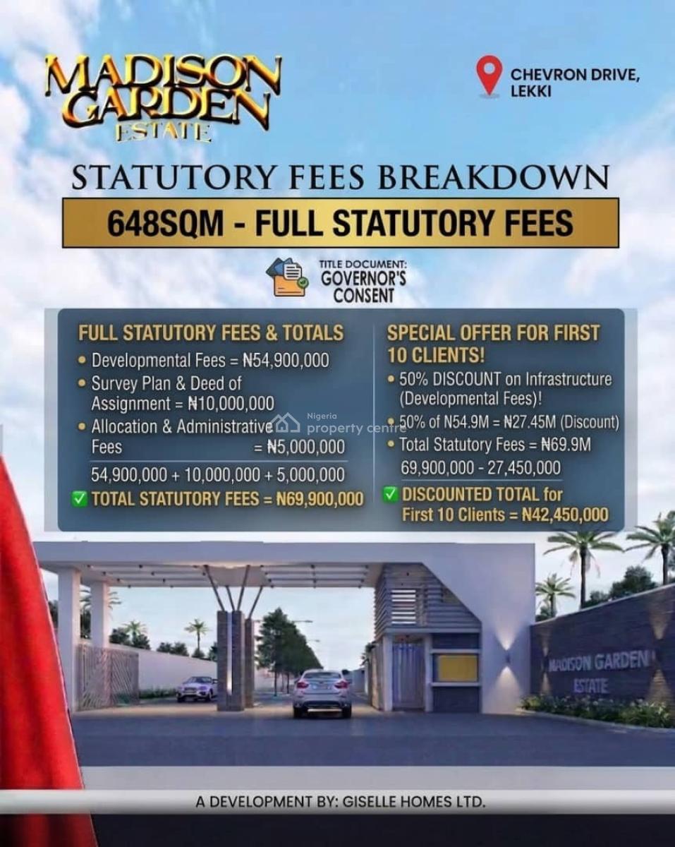 Plots of Land with Instant Allocation in a Prime Estate, Madison Garden Estate / Chevron, Lekki, Lagos, Residential Land for Sale