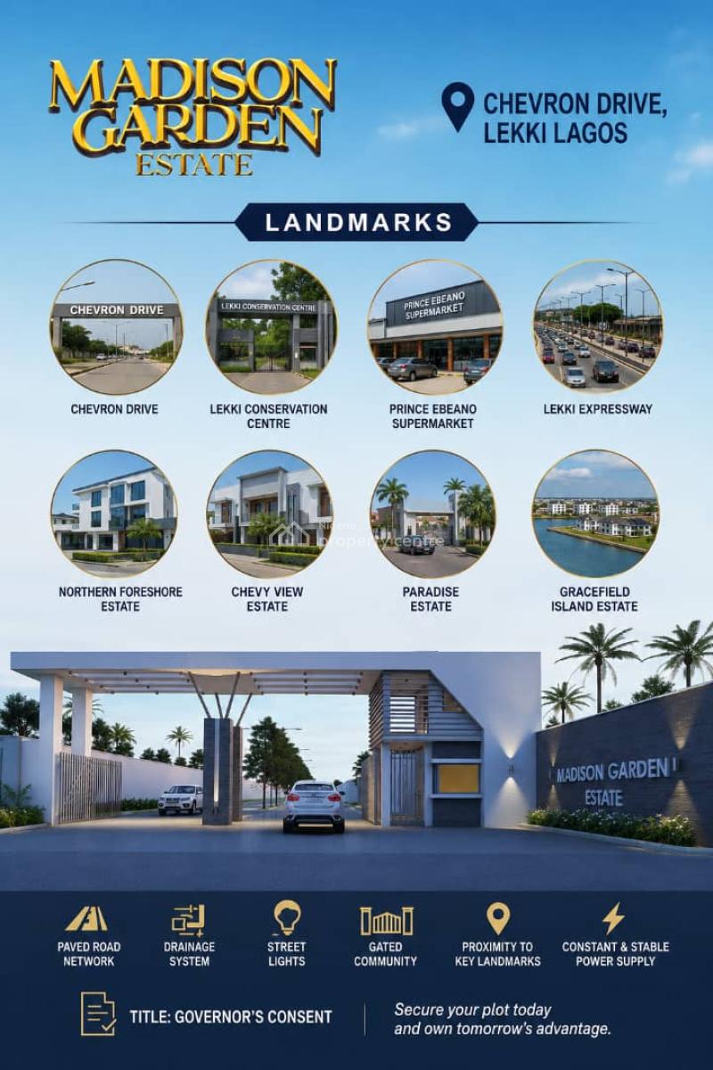 Plots of Land with Instant Allocation in a Prime Estate, Madison Garden Estate / Chevron, Lekki, Lagos, Residential Land for Sale