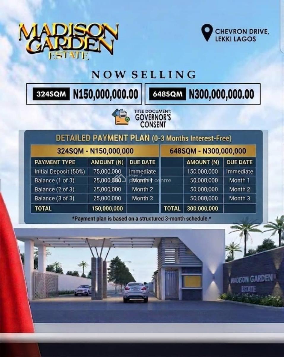 Plots of Land with Instant Allocation in a Prime Estate, Madison Garden Estate / Chevron, Lekki, Lagos, Residential Land for Sale