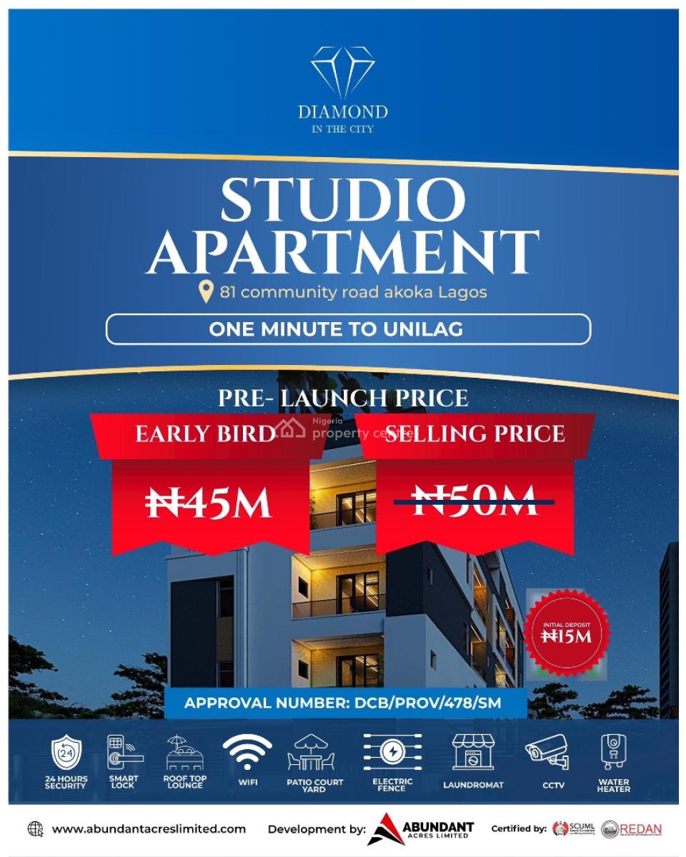 Studio Apartments, Flexible Payment Plan Available for Up to 9 Months., Akoka, Yaba, Lagos, Flat / Apartment for Sale