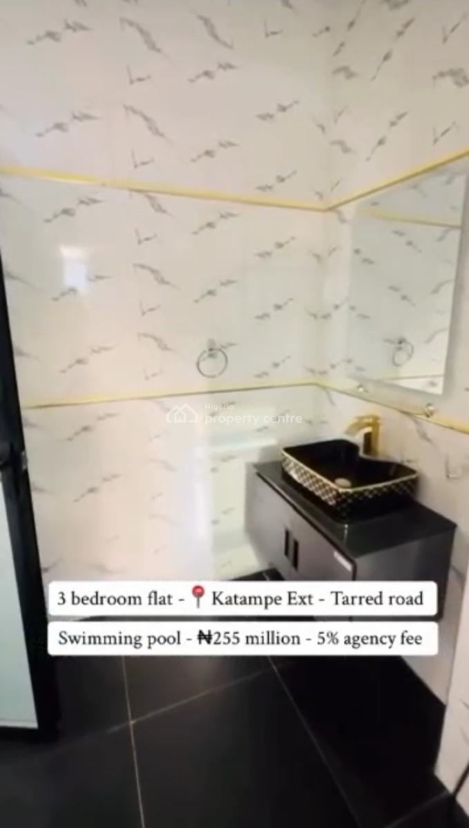 Newly Built 3 Bedroom Flat, Tarred Road, Katampe Extension, Katampe, Abuja, Flat / Apartment for Sale