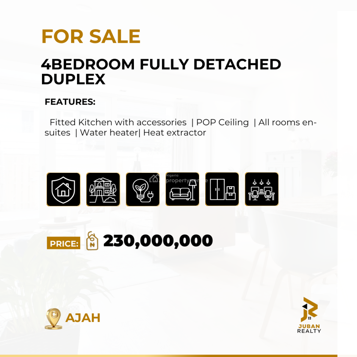 4 Bedroom Fully Detached Duplex, Ajah, Lagos, Detached Duplex for Sale