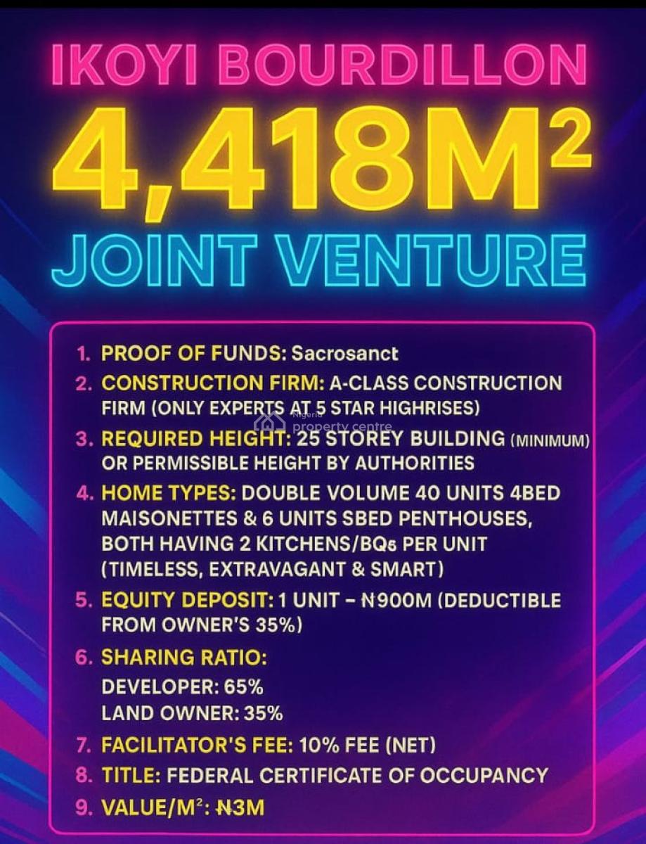Prime Land in an Exquisite Location, Bourdilion Ikoyi, Ikoyi, Lagos, Land Joint Venture
