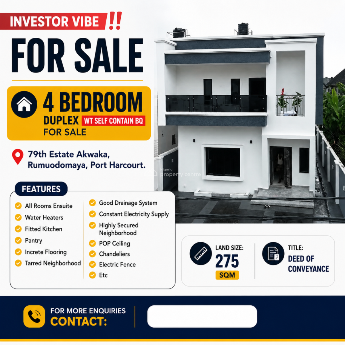 4 Bedroom Duplex Wt Self Contain Bq, 79th Estate Akwaka, Rumuodomaya, Port Harcourt, Rivers, Detached Duplex for Sale