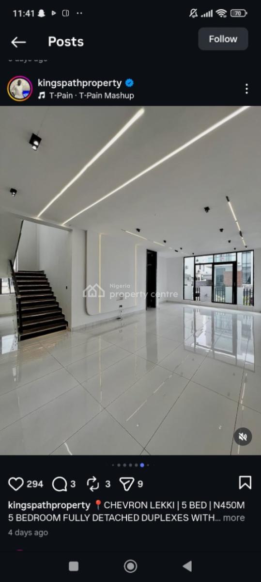 5 Bedroom Fully Detached Duplex with a Bq, Chevron Tollgate, Lekki, Lagos, Detached Duplex for Sale