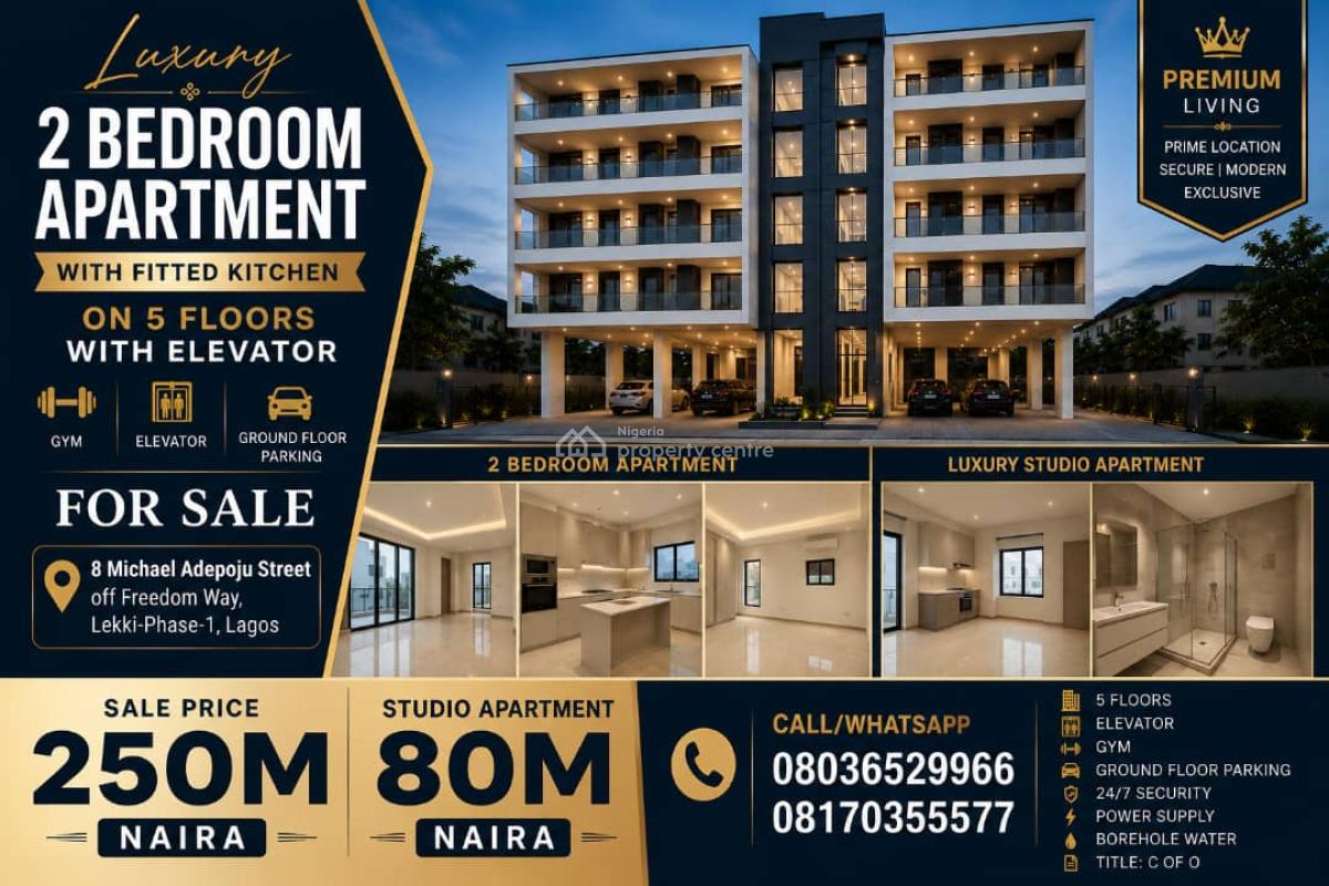 Luxury 2 Bedroom Flat Upstairs, Off Freedom Way, Lekki Phase 1, Lekki, Lagos, Flat / Apartment for Sale