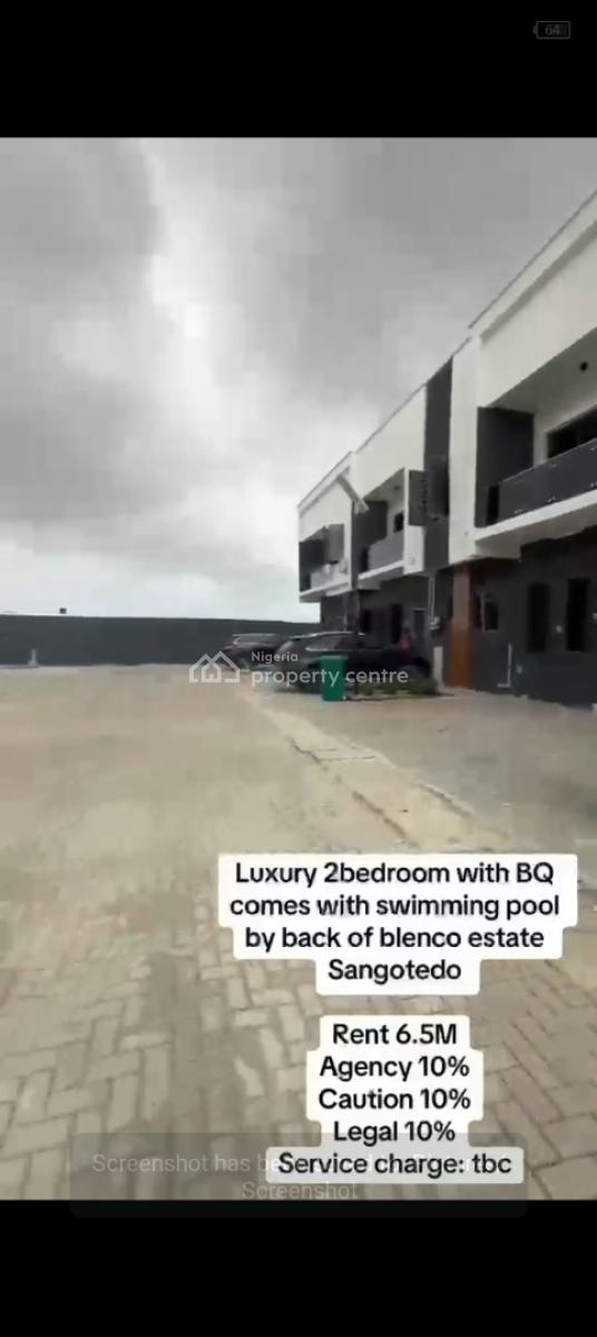 Luxury 2bedroom with Bq Comes with Swimming Po with Excellent Facility, Back of Blenco Estate, Sangotedo, Ajah, Lagos, Flat / Apartment for Rent