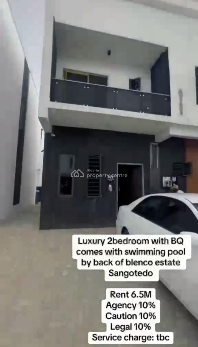 Luxury 2bedroom with Bq Comes with Swimming Po with Excellent Facility, Back of Blenco Estate, Sangotedo, Ajah, Lagos, Flat / Apartment for Rent