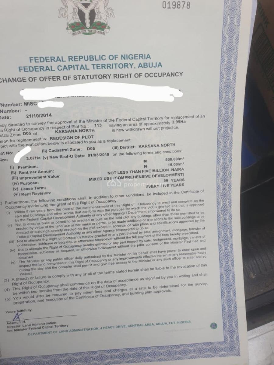 Distress Call!; 3.67 Hectares of Developed Land in a Strategic Location, Karsana North, Karsana, Abuja, Mixed-use Land for Sale